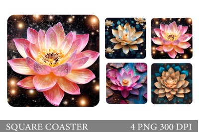 Lotus Glitter Square Coaster. Lotus Coaster Sublimation