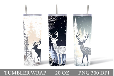 Reindeer Tumbler Design. Winter Tumbler Sublimation