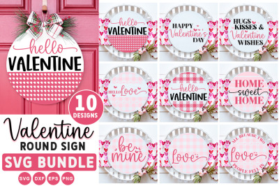 Valentine&#039;s Round Sign SVG Bundle
