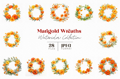 Marigold Wreaths Watercolor Collection