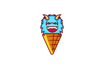 yeti ice cream logo vector design template