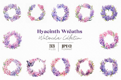 Hyacinth Wreaths Watercolor Collection
