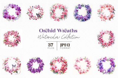 Orchid Wreaths Watercolor Collection