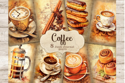 Vintage Coffee Junk Journal Pages | Decoupage Paper
