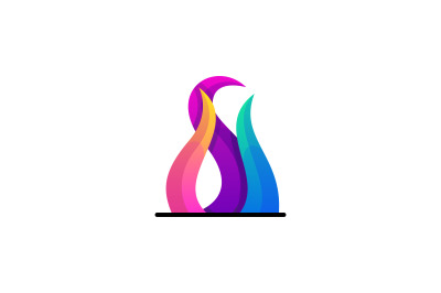 3d flames logo vector design template