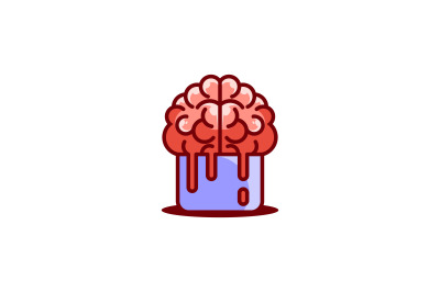 brain in cup logo vector design template