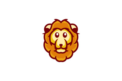 cartoon lion face logo vector design template