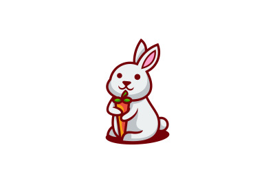 CUTE RABBIT WITH CARROT vector design template