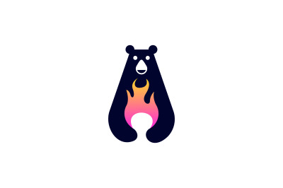 fire bear logo vector design template