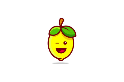 happy face lemon logo vector design template