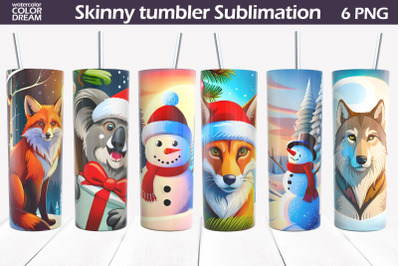 Christmas Animals Tumbler Wrap | Christmas Tumbler PNG