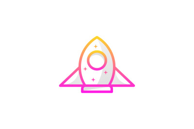 lineart rocket logo vector design template