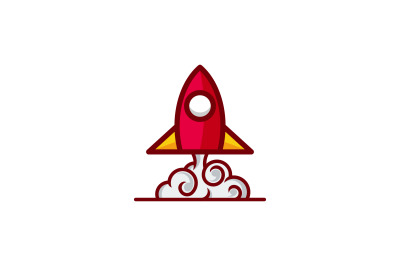 rocket launch logo vector design template