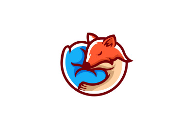 sleeping fox logo vector design template