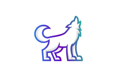 wolf line art logo vector design template