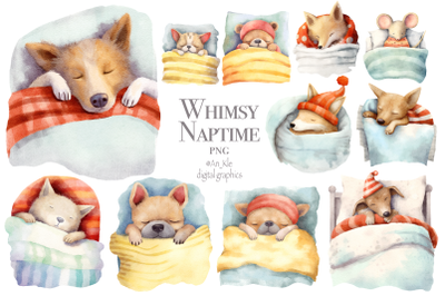 Whimsical sleeping animals clipart