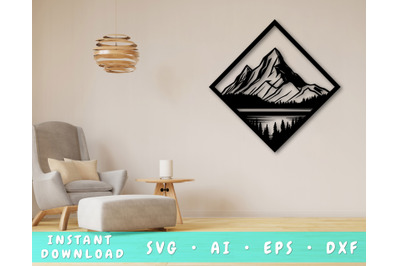 Mountains Laser SVG Cut File&2C; Mountains Glowforge File&2C; Mountains DXF