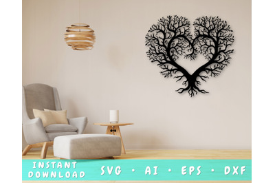 Heart Shaped Tree Laser SVG Cut File&2C; Tree Glowforge File