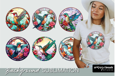Hummingbird Round Background Stained Glass Sublimation
