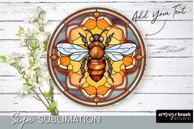 Honey Bee Round Sign Png Stained Glass Sublimation
