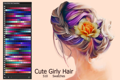 Cute Girly Hair Illustrator Swatches