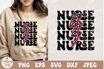 Nurse Lightning bolt SVG PNG, leopard printable vintage Nurse shirt