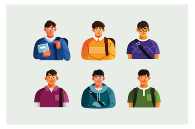 College Student Character Avatar Set