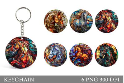 Stained Glass Horse Keychain. Horse Keychain Sublimation