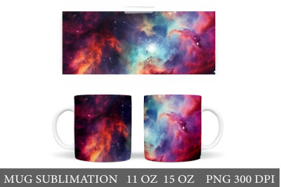 Space Mug Wrap Design. Galaxy Mug Wrap Sublimation