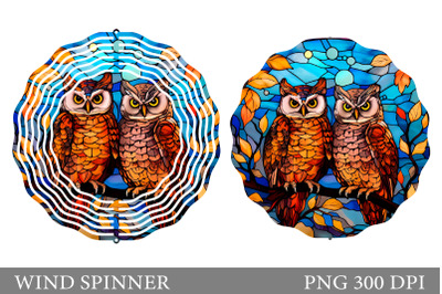 Stained Glass Owls Wind Spinner. Owls Wind Spinner