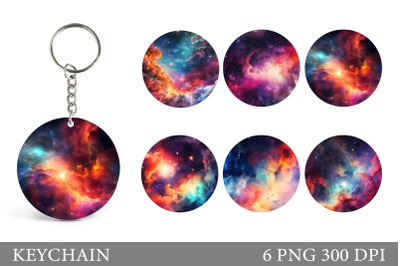 Space Keychain Sublimation. Galaxy Keychain Design