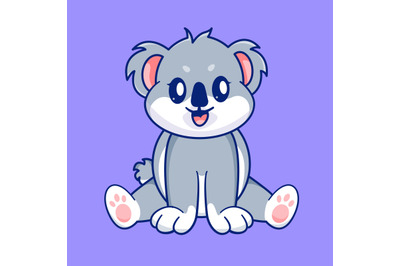 Cute Koala Sat Down illustration isolated in flat background. animal i