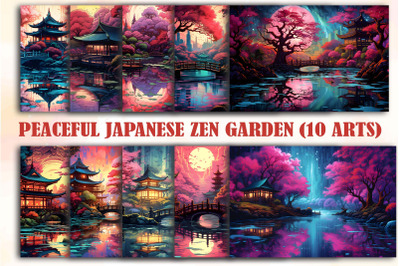 Colorful Japanese Zen Garden Arts Bundle