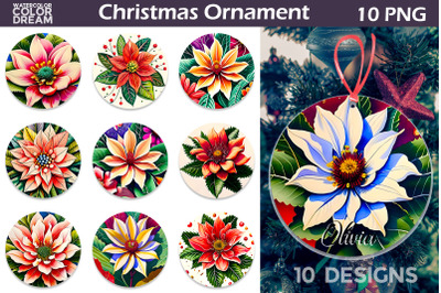 Poinsettia Ornament PNG | Christmas Ornament Sublimation