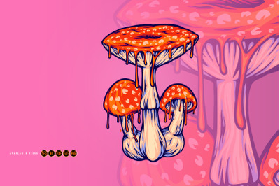 Magic mushroom vibrant fly agaric mushroom