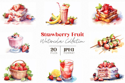 Strawberry Fruit Watercolor Collection