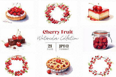 Cherry Fruit Watercolor Collection