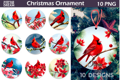 Cardinal Ornament PNG | Christmas Ornament Sublimation