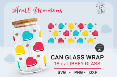 Heart Macarons svg, Conversation Hearts SVG, Can Glass 16 oz