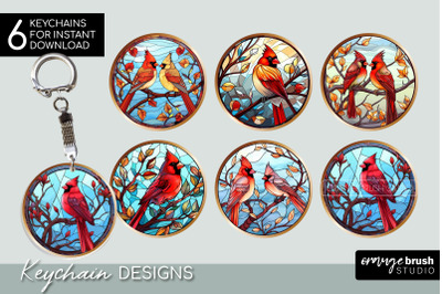 Christmas Cardinal Keychain Stained Glass Sublimation Bundle
