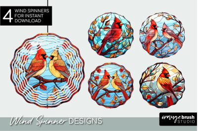 Stained Glass Cardinal Wind Spinner Sublimation Bundle