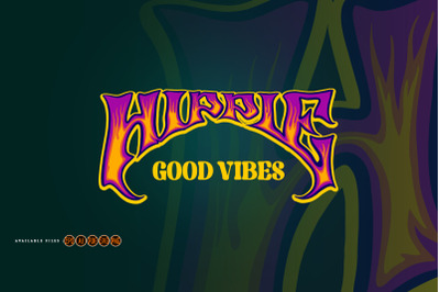 Hippie words typeface psychedelic style font