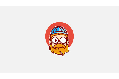 beard man cartoon logo vector design template