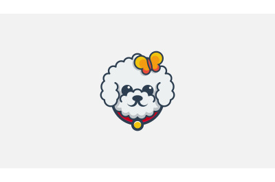 bichon frise dog face logo vector design template