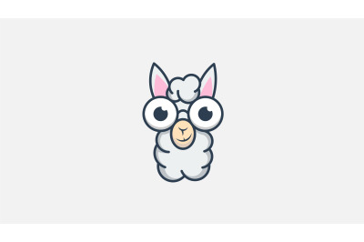 cute alpaca logo vector design template