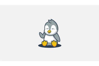 cute baby penguin logo vector design template