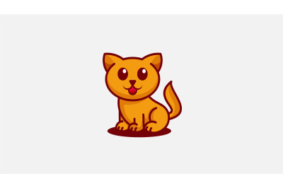 cute cat logo vector design template