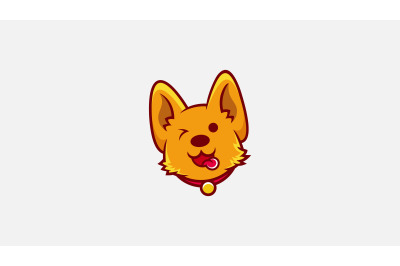 cute dog face logo vector design template