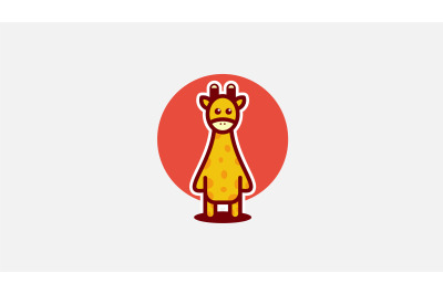 cute giraffe cartoon logo vector design template