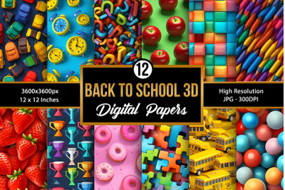 Back to School 3d Backgrounds, School Digital Papers